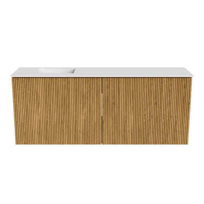 Mondiaz JOYA 100cm meuble de salle de bains - couleur Oak - Vasque FAYE position Gauche 1 trou de robinet couleur Talc.