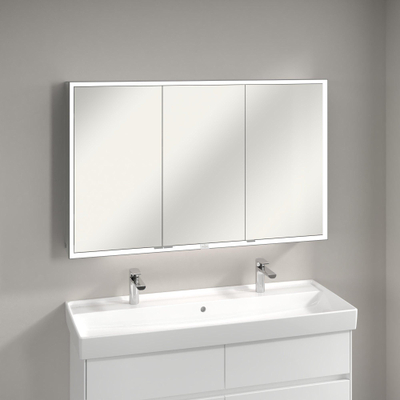 Villeroy & Boch My View Now spiegelkast - met 3 deuren - met led verlichting en wastafelverlichting - 120x75x16.8cm - met sensorschakelaar - Aluminium (zilver)