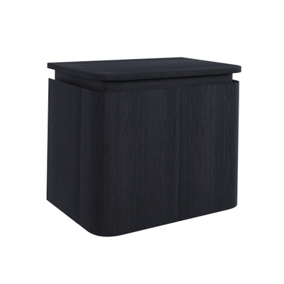 Epoch Meuble de toilette - 51x35x41cm - coins arrondis - 2 portes - plan de toilette - sans trou de robinetterie - Chocolat