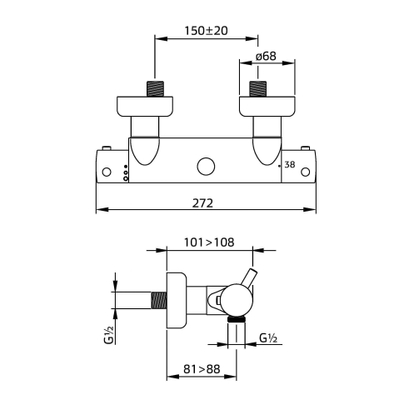 Xenz Duero robinet thermostatique de douche 27,2cm chrome Brillant