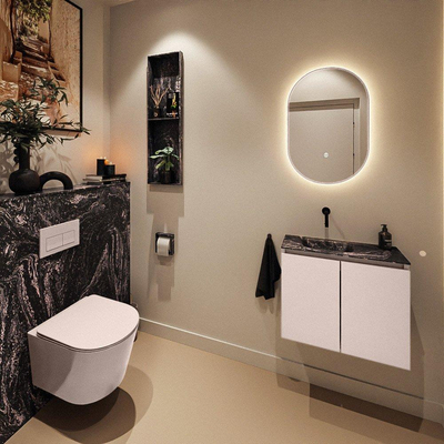 MONDIAZ TURE-DLUX Meuble toilette - 60cm - Rosee - EDEN - vasque Lava - position gauche - sans trou de robinet