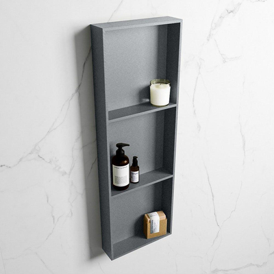 MONDIAZ EASY Nis - 89.5x29.5cm - geschikt voor in- of opbouw - 3 vakken - kleur Plata | Plata