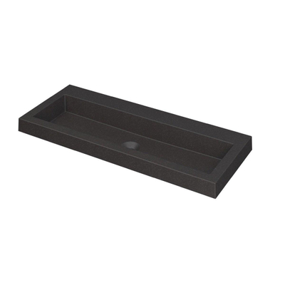 INK Dock wastafel - 100x40x6cm - 1 wasbak - 0 kraangaten - Quartz zwart