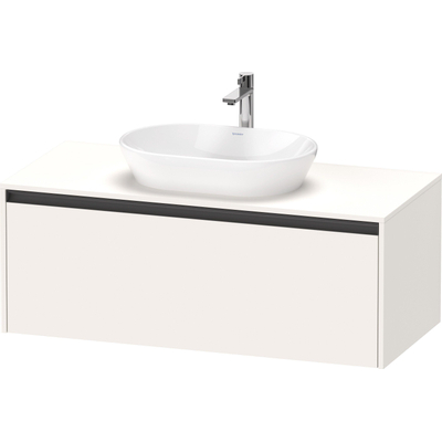Duravit Ketho.2 Wastafelonderbouwkast - inclusief consoleplaat - met 1 lade - 120x55x45.9cm - met handgreep antraciet - wit supermat