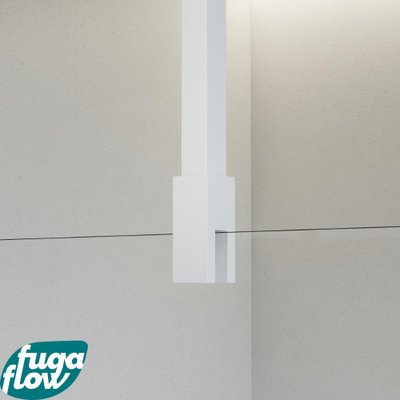 FugaFlow Eccelente Vetro douche à l'italienne salle de bain - 100x200cm - verre clair - bras plafond - blanc mat