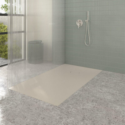 Villeroy & Boch Ecora douchebak - 160x90x4.5cm - afvoer korte zijde - almond (beige)