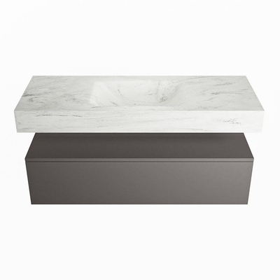 MONDIAZ ALAN - DLUX Badkamermeubelset - 120cm - onderkast - Dark grey - 1 lade - vrijhangende wastafel - wasbak midden - 1 kraangat - Opalo