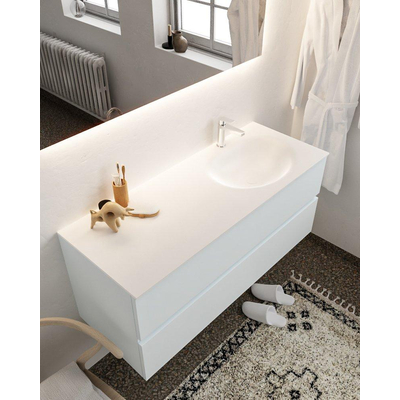 Mondiaz VICA ensemble de meuble de salle de bain - 120cm - meuble sous-vasque argile - 2 tiroirs - lavabo lune droite - 1 trou de robinet - miroir LED - version XL 60cm de haut