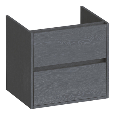 BRAUER Adore wastafelonderkast - 60x46x55cm - 2 softclose lades - greeploos - 1 sifon uitsparing - Timber Grey