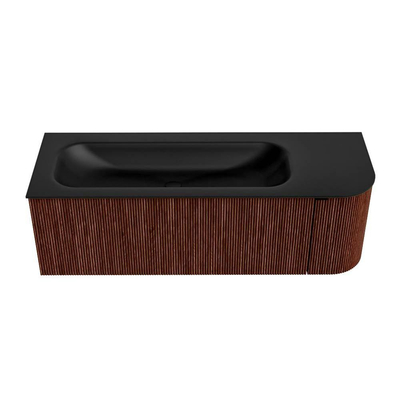 Mondiaz KURVE Ensemble de meuble de salle de bains - 135x46x40cm - 1 tiroir - 1 porte - lavabo solid surface - gauche - 1 trou de robinet - Ruby
