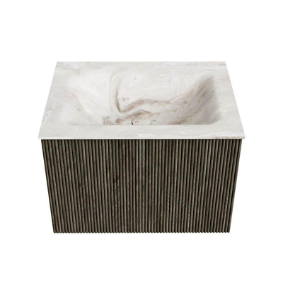 Mondiaz KURVE-DLUX Badkamermeubelset - 60x46x40cm - 1 lade - wastafel solid surface - midden - 1 kraangat - Shadow