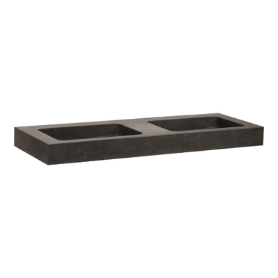 BRAUER Lava Lavabo - 120x46x10cm - 2 bassins - 0 trous de robinet - pierre naturelle - basalte anthracite