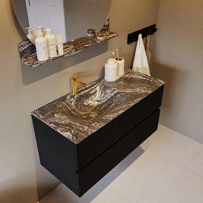 Mondiaz VICA-DLUX ensemble de meuble de salle de bain - 100cm - meuble sous-vasque urban - 2 tiroirs - lavabo encastré cloud gauche - 1 trou de robinet - miroir modèle spot - version XL 60cm haut - lave