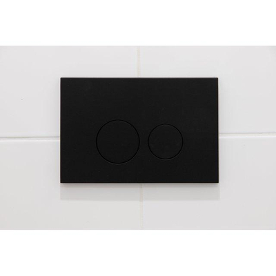 FugaFlow Eccelente Press – Ensemble WC – 56 × 38 × 35 cm – à évacuation profonde – sans bride – réservoir encastré – fermeture amortie (soft-close) – déclipsage rapide (quick release) – abattant WC – plaque de commande métallique noir mat – boutons ronds