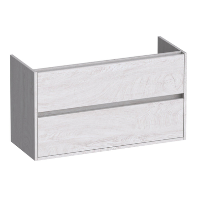 BRAUER Adore meuble sous lavabo peu profond - 100x39x55cm - 2 tiroirs softclose - sans poignée - 1 découpe pour le siphon - Forest Seashell