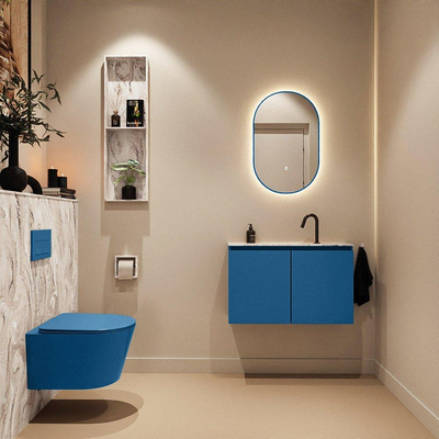 MONDIAZ TURE-DLUX 80cm toiletmeubel Jeans. EDEN wastafel Glace positie midden. Met 1 kraangat.