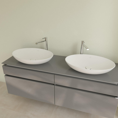 Villeroy & Boch Loop & Friends Opzetwastafel - 620 x 420 x 120 mat stone white (wit) CeramicPlus - met overloop