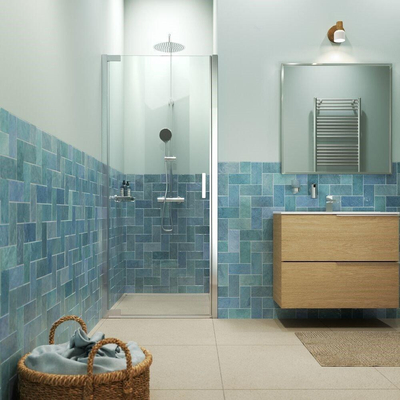 Sealskin Inc. Porte pivotante en niche 90x200cm 8mm verre de sécurité clair avec couche anticalcaire Argent brillant