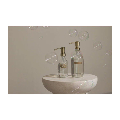Wellmark Savon pour les mains - verre transparent - pompe en laiton - 250ml