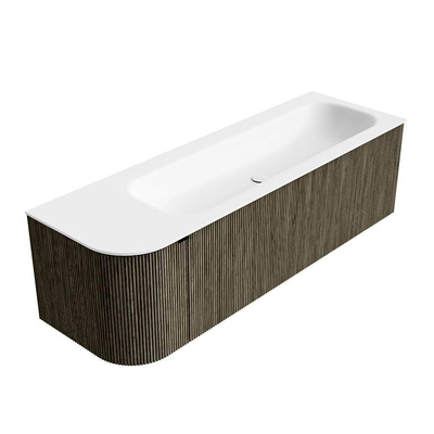 Mondiaz KURVE Ensemble de meubles de salle de bains - 145x46x40cm - 1 tiroir - 1 porte - lavabo solid surface - droit - 1 trou de robinet - Shadow