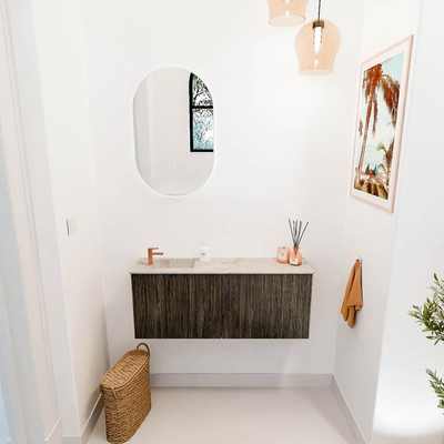 Mondiaz JOYA-DLUX 100cm toiletmeubel - kleur Shadow - Wastafel FAYE positie Links 1 kraangat kleur Frappe.
