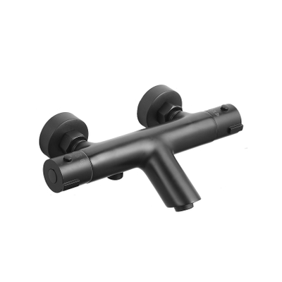 Adema Sparkle 2.0 mitigeur baignoire/douche thermostatique avec support de douchette, flexible de douche et douchette à main mat noir