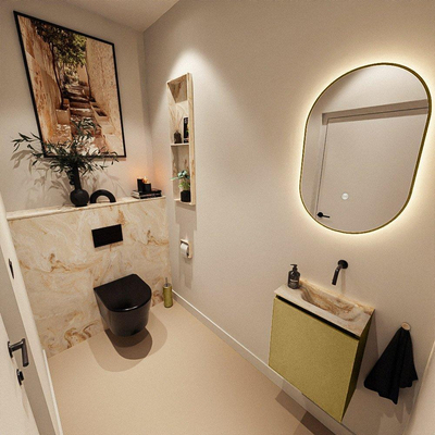 MONDIAZ TURE-DLUX Meuble toilette - 40cm - Oro - EDEN - vasque Frappe - position droite - sans trou de robinet