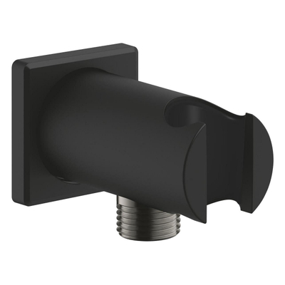GROHE Rainshower wandaansluitbocht - vierkant - met houder - phantom black (zwart)