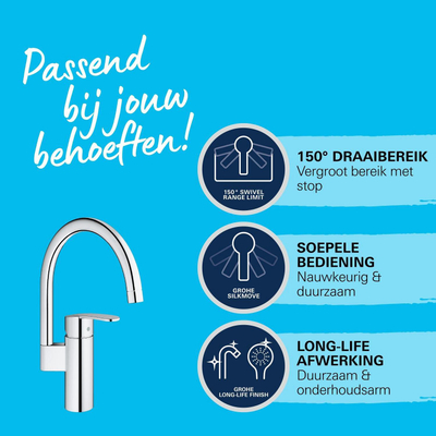 GROHE Wave Cosmo Keukenkraan - hoog - chroom