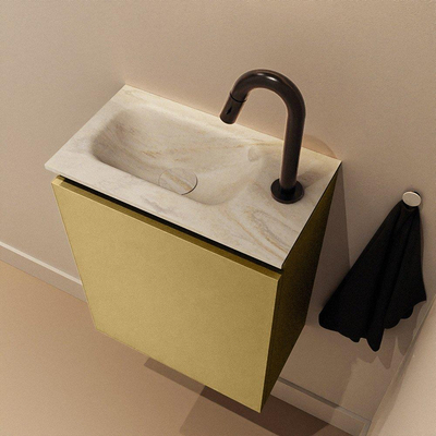 MONDIAZ TURE-DLUX Meuble toilette - 40cm - Oro - EDEN - vasque Ostra - position gauche - 1 trou de robinet