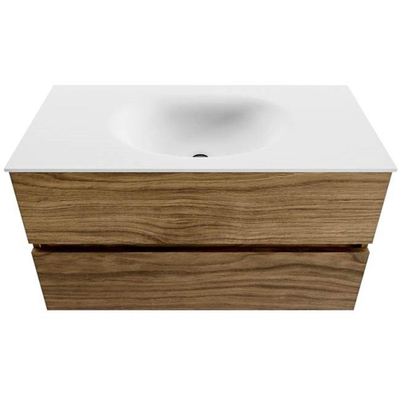 Mondiaz VICA meuble sous lavabo de salle de bains - 90cm - 2 tiroirs - lavabo Moon Talc - sans trou de robinet - Chai