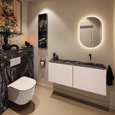 MONDIAZ TURE-DLUX Meuble WC 120 cm Rosee. Lavabo EDEN Lava position droite. Sans trou de robinet.