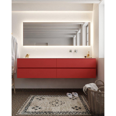 Mondiaz VICA ensemble de meuble de salle de bain - 200cm - meuble sous-vasque fire - 4 tiroirs - lavabo cloud droite - sans trou de robinet - miroir LED - version XL 60cm de haut