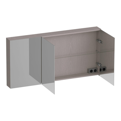BRAUER Impress spiegelkast - 140x70x15cm - zonder verlichting - met 3 dubbelzijdige spiegeldeuren - Timber Greige