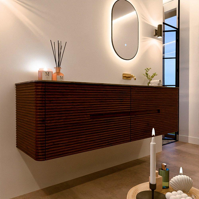 Mondiaz CIRO-DLUX Badkamermeubelset - 170x45x50cm - Solid surface wastafel Sombra - 1 wasbak Rechts - zonder kraangaten - 4 lades - Ruby