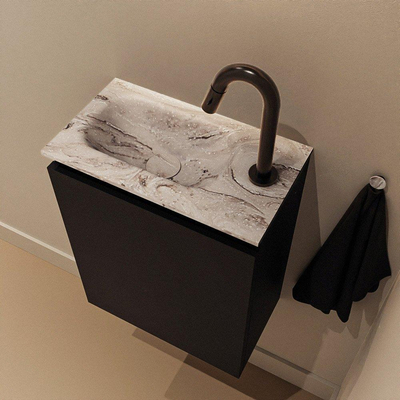 MONDIAZ TURE-DLUX meuble de toilettes 40cm Urban. EDEN lavabo Glace position gauche. Avec 1 trou de robinet.