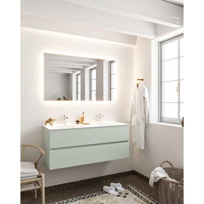 MONDIAZ VICA Ensemble de meuble salle de bain - 120cm - 2 tiroirs - lavabo Moon double - 2 trous de robinet - solid surface gris