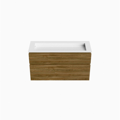 Mondiaz XABI ensemble de meuble de salle de bain - 120cm - meuble sous-vasque Chai - 2 tiroirs - lavabo AVON milieu - sans trou de robinet - Talc