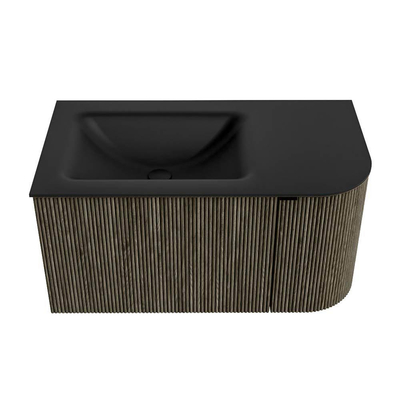 Mondiaz KURVE Ensemble de meuble de salle de bains - 85x46x40cm - 1 tiroir - 1 porte - vasque solid surface - gauche - 1 trou de robinet - Shadow