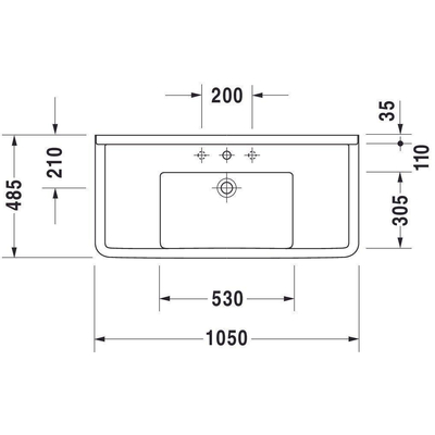 Duravit Philippe Starck 3 lavabo pour meuble 105x48.5cm avec Wondergliss blanc