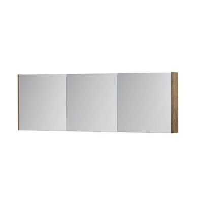 INK SPK1 armoire de toilette – 180 x 60 x 14 cm – 3 portes, portes-miroir double face – Chêne Naturel mat