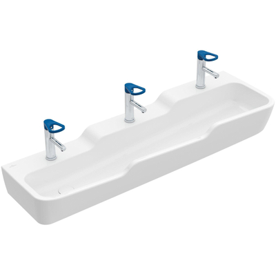 Villeroy & Boch O.novo Kids Lavabo avec 3 trous de robinet 130x43cm Ceramic+ sans trop-plein antibactérienne Blanc