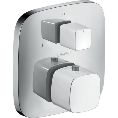 Hansgrohe PuraVida Partie de finition douche pour thermostat encastrable avec robinet d'arrêt et inverseur blanc chrome
