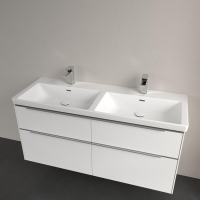 Villeroy & Boch Subway 3.0 Plan vasque 130x16.5x10.5cm 2 trous de robinet avec trop-plein et Ceramic+ Stone White