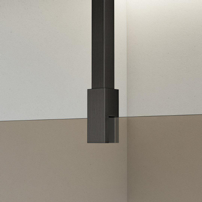 FortiFura Galeria Douche à l'italienne - 100x200cm - Fumé - Bras plafond - Gunmetal brossé (anthracite)