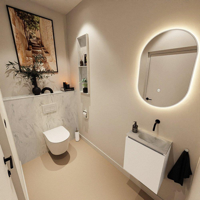 MONDIAZ TURE-DLUX 40cm toiletmeubel Talc. EDEN wastafel Opalo positie rechts. Zonder kraangat.