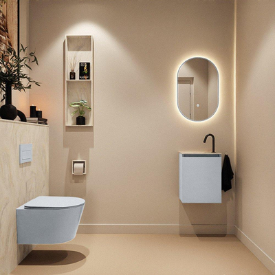 MONDIAZ TURE-DLUX Meuble toilette - 40cm - Clay - EDEN - vasque Ostra - position gauche - 1 trou de robinet