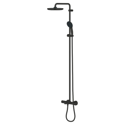 Grohe Vitalio Start Douchesysteem - badkraan thermostatisch - met aquadimmer - hoofddouche diameter 25cm - handdouche diameter 11cm - matte black (mat zwart)