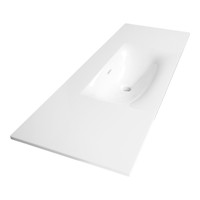 BRAUER Glacier Lavabo 120x46x2cm - 1 vasque - 0 trous de robinet - fine stone - blanc haute brillance