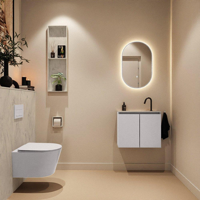 MONDIAZ TURE-DLUX Meuble toilette - 60cm - Cale - EDEN - vasque Opalo - position centrale - 1 trou de robinet